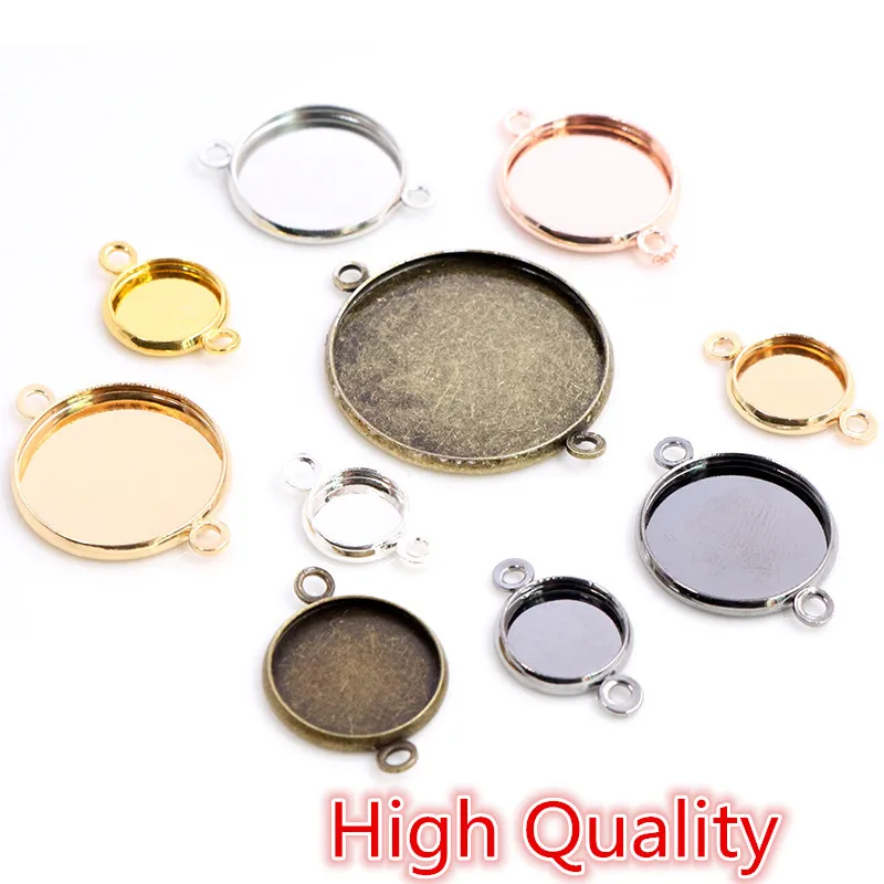 

High Quality 10mm 12mm 14mm 16mm 18mm 20mm 25mm Inner Size Double Loops Brass Cabochon Base Cameo Setting Charms Pendant