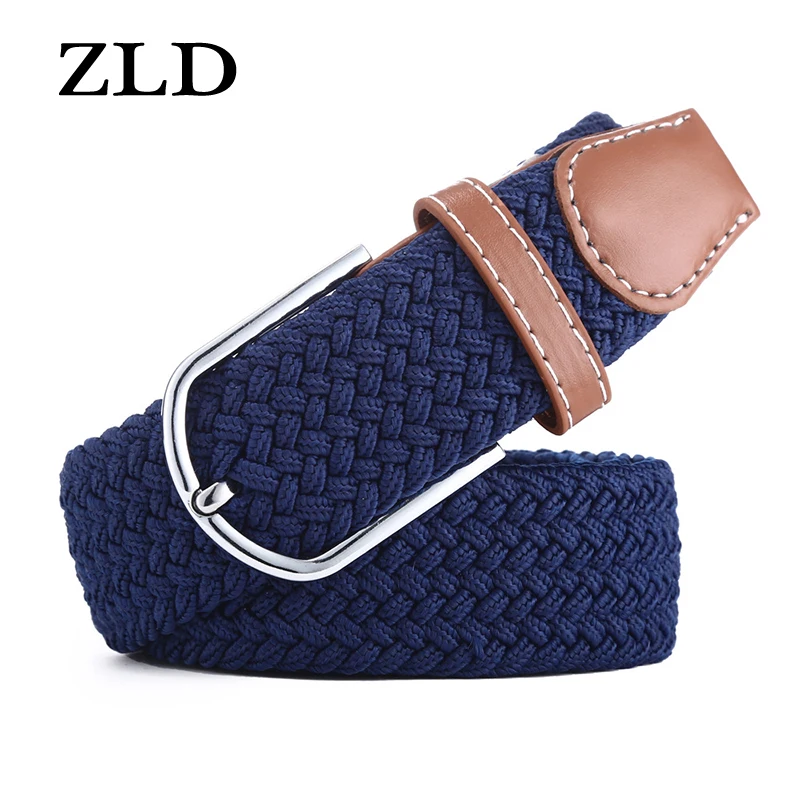 ZLD  Casual stretch woven belt Women's unisex Canvas elastic belts for women jeans  Modeling pin buckle belt 120-130CM