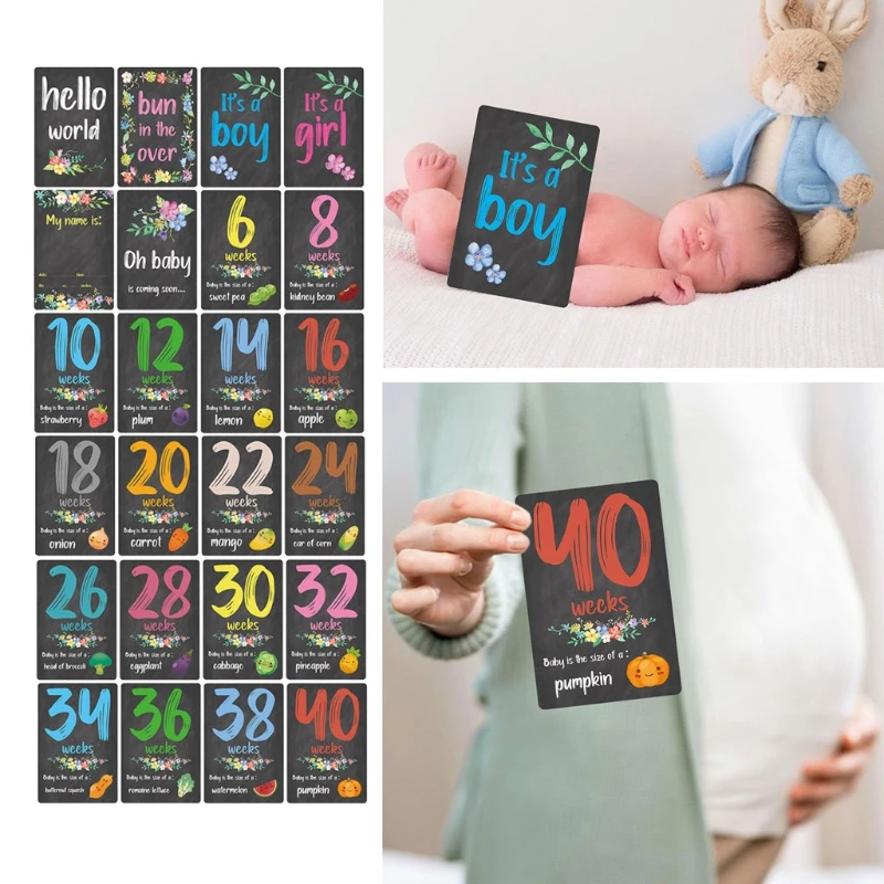 D0AF-tarjetas para compartir fotos Milestone para beb&eacute;s, accesorios de fotograf&iacute;a reci&eacute;n nacido, regalos conmemorativos, 24 hojas-2