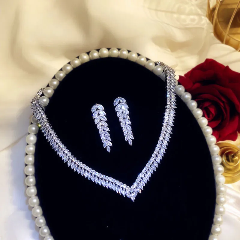 Комплект женских ювелирных украшений из стерлингового серебра 925 пробы с