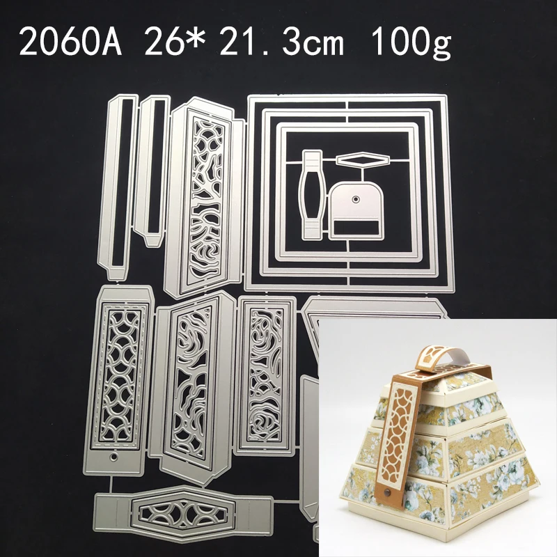 

Metal cutting dies stackable tiffin box glistening pyramid die cut mold card Scrapbook paper craft knife mould blade punch