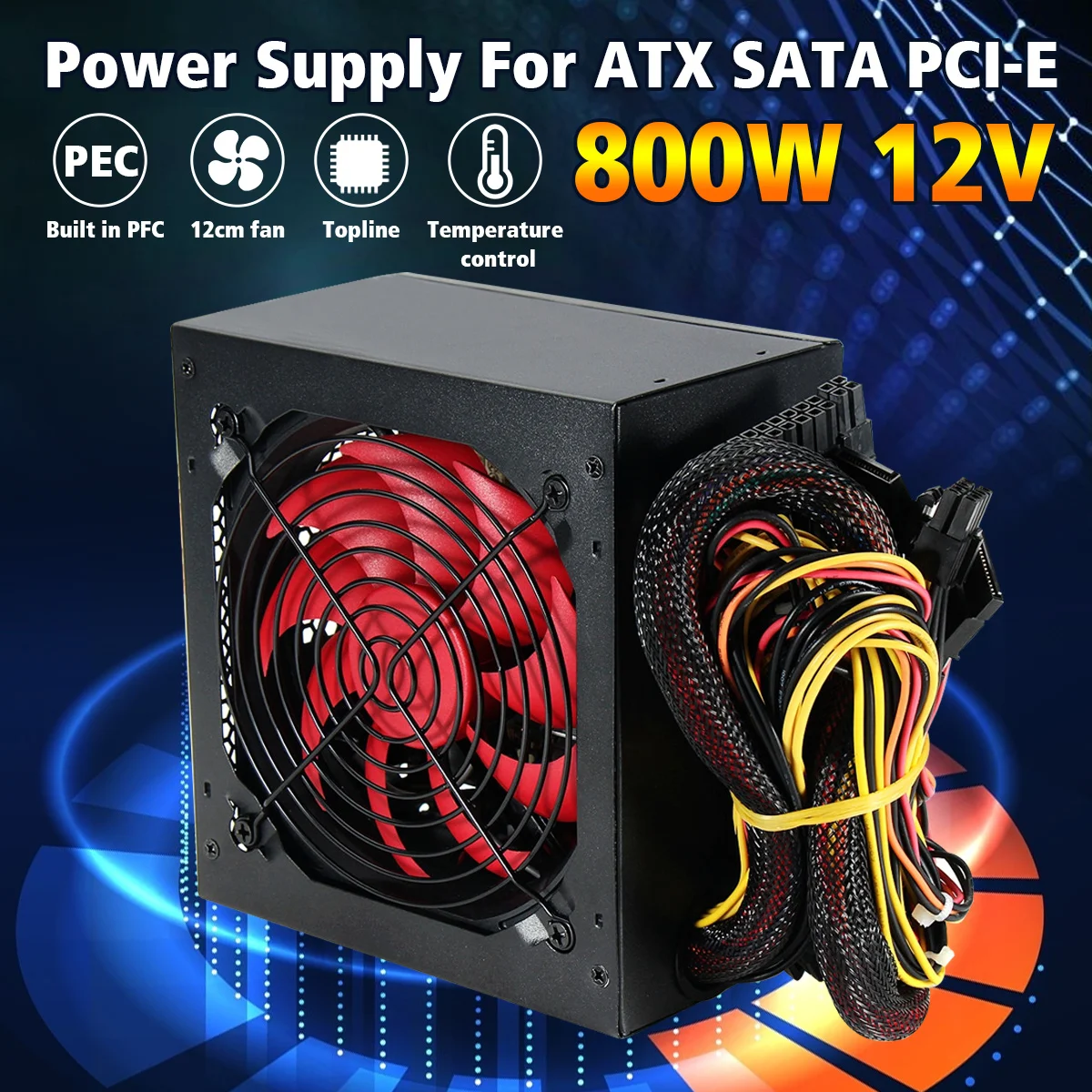 800 Вт многоканальный ПК источник питания 12 см вентилятор компьютер для Intel AMD PC 12V
