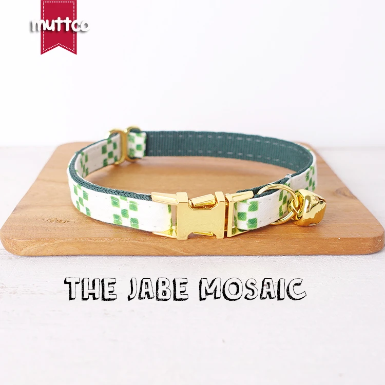 

10pcs/lot MUTTCO retail with platinum high quality metal buckle collar for cat THE JABE MOSAIC design cat collar 2 sizes UCC095B