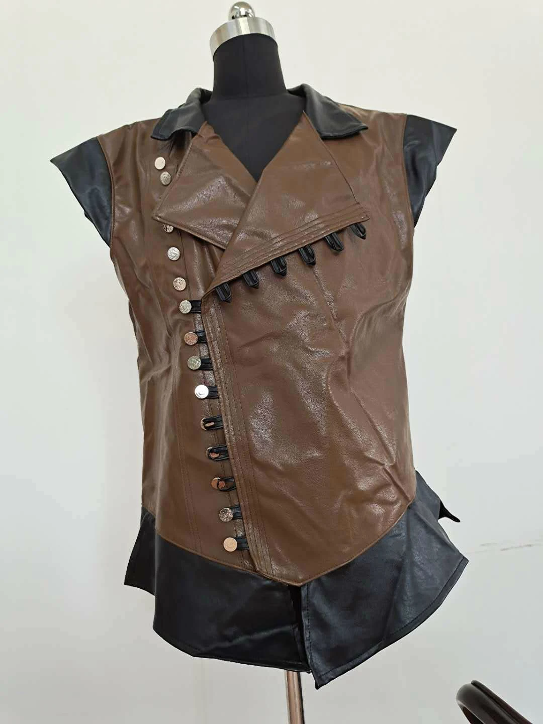 

Cosplay Medieval Costume Men Armor War Leather Vest Larp Knight Warrior Armour Roman Archer Tabard Jacket Housekeeper Outfit 5xl
