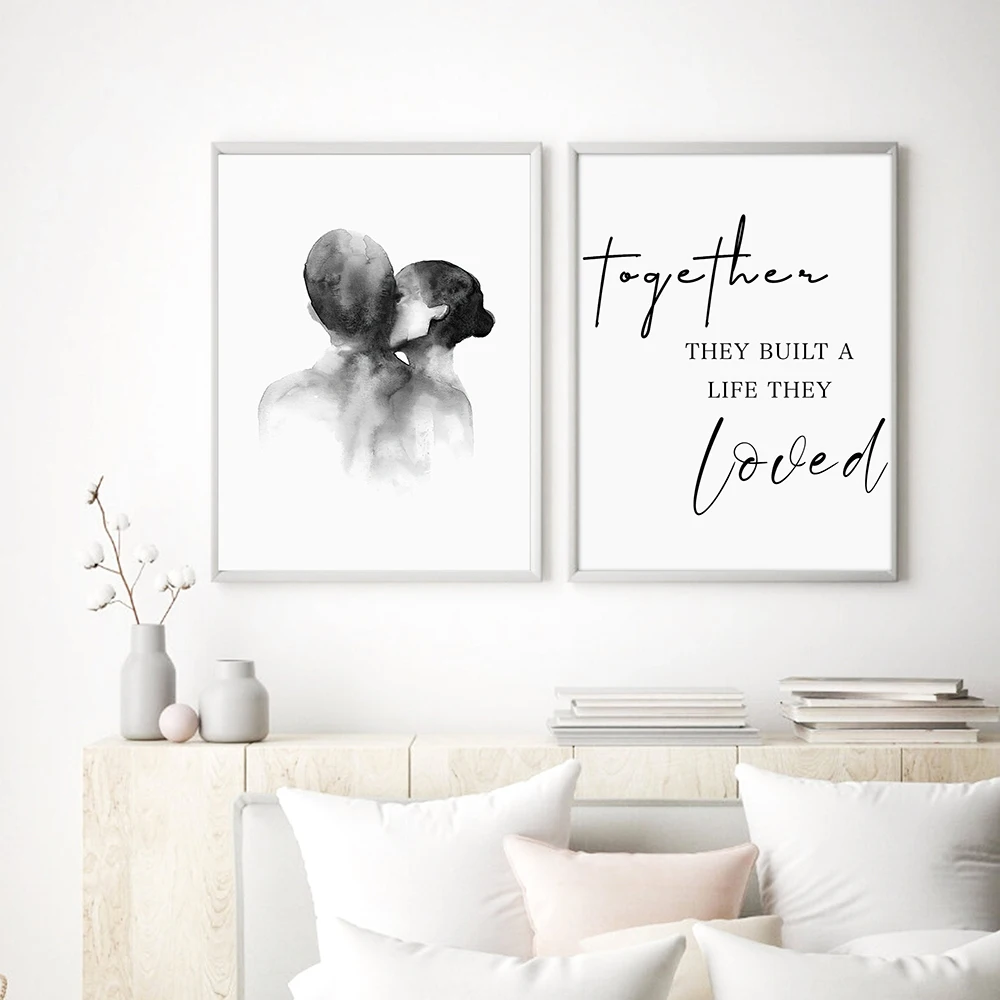 Черно-белая Картина на холсте вместе они строили жизнь которая им нравится
