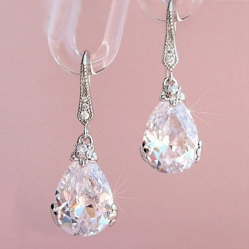 

Drop Zircon Earrings for Women Jewelry Classic Trendy Water Drop Metal
