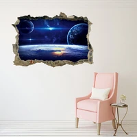 3d window outer space galaxy planet wall sticker for kids children rooms decal home decor gift dag ship