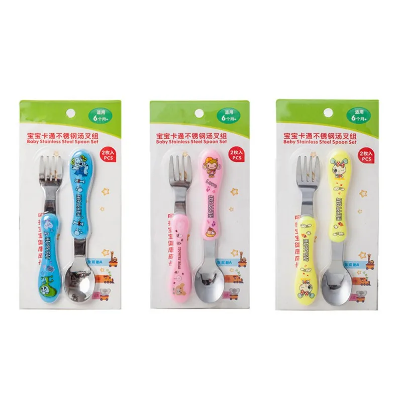 2 шт. Детский комплект для малышей ложка из нержавеющей стали вилка детские