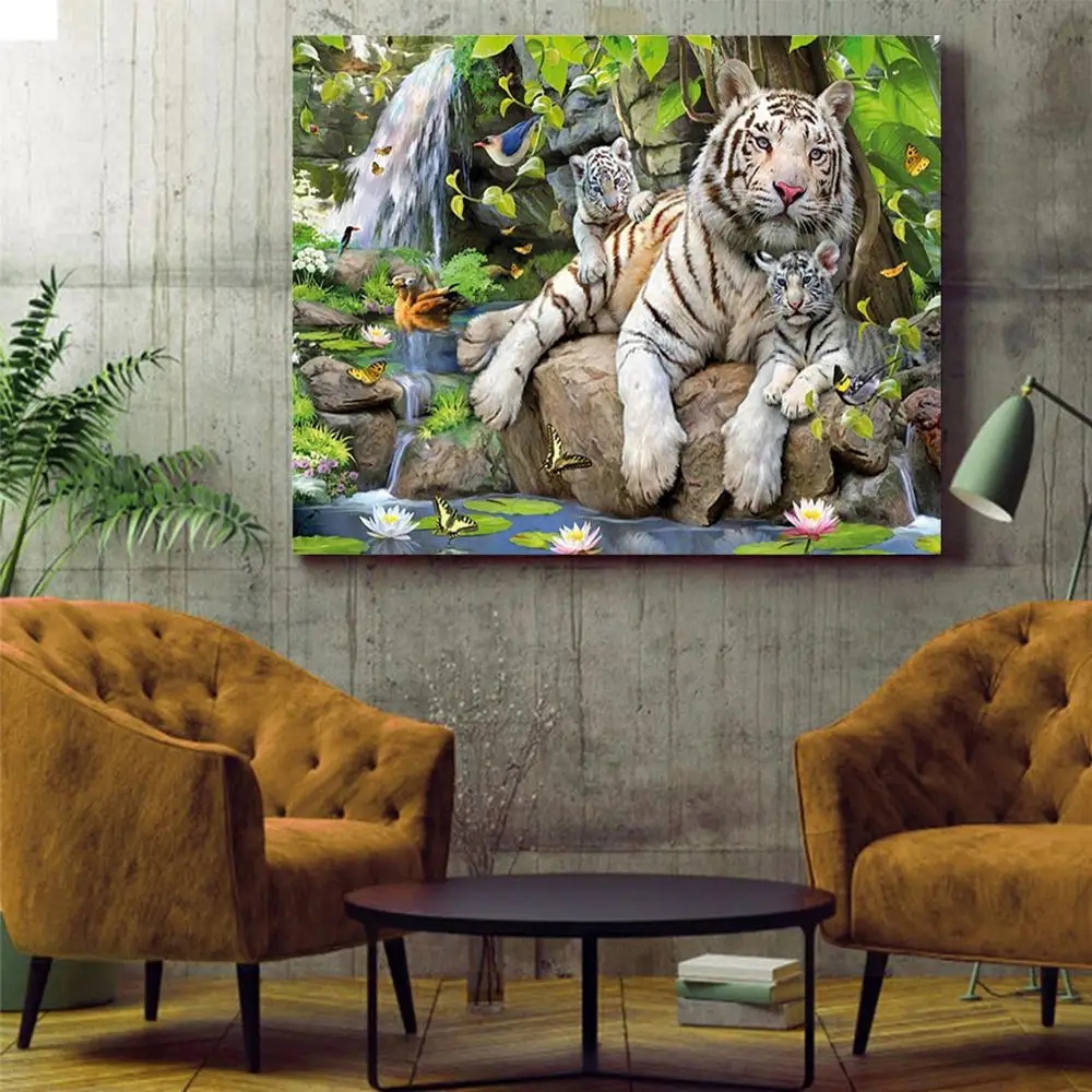 Diy краски по номерам картина Рисование с комплектами животных Тигр декоративные