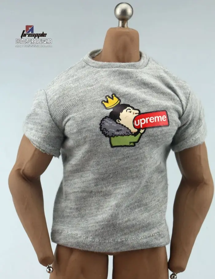 

in stock 1/6 Soldier FA006 Trendy T-shirt Model Principal Eating Hot Dogs Printed T-shirt Tricolor 12 Inch Man Puppet Available