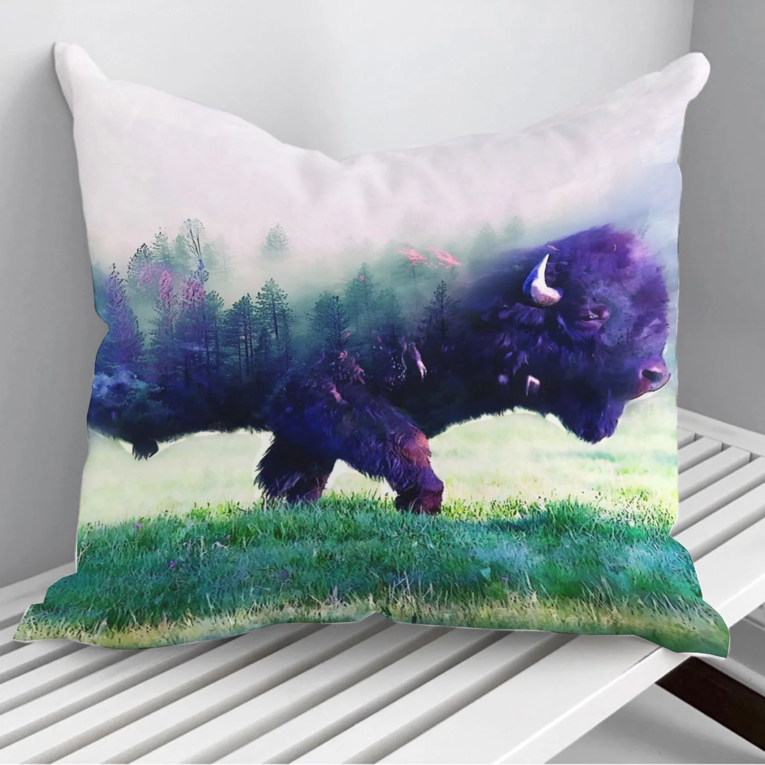 

Bison and Forest Throw Pillows Cushion Cover On Sofa Home Decor 45*45cm 40*40cm Gift Pillowcase Cojines Dropshipping