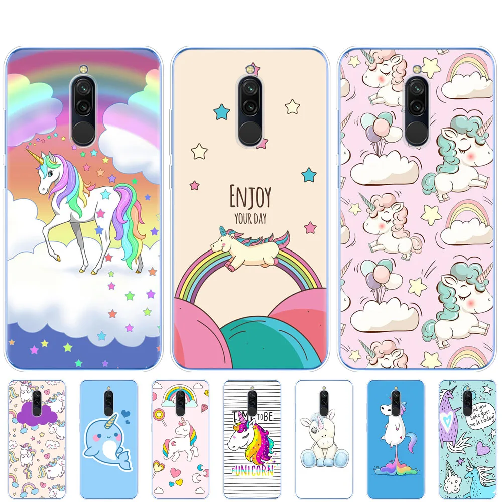 Чехол для redmi 8a 8 чехол note 9 PRO 8T 9S xiaomi mi NOTE 10 lite POCO F2 Pro Единорог на радужной
