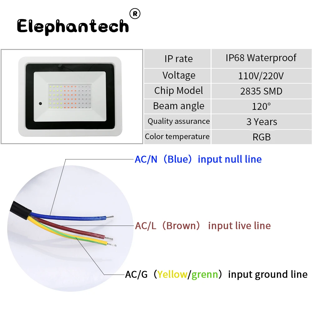 RGB светодиодный прожексветильник с защитой класса IP68 20/30/50/100 Вт|Прожекторы| |