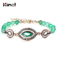 kinel hot green natural stone bracelets for women antique gold simple bracelets bangles vintage jewelry drop shipping 2018 new