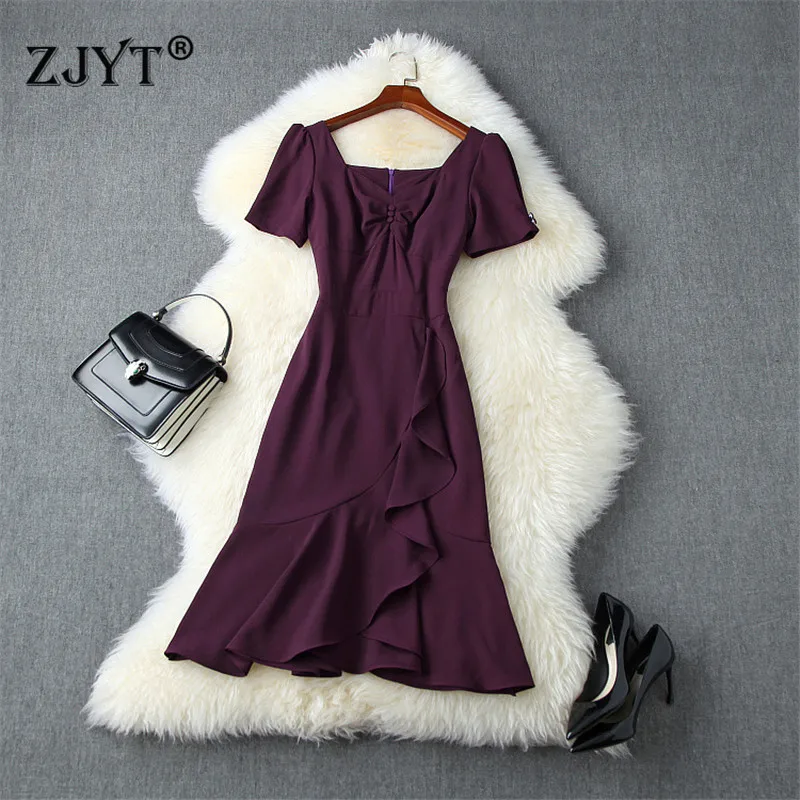 Женское модельное платье в стиле ретро элегантное дизайнерское однотонное с