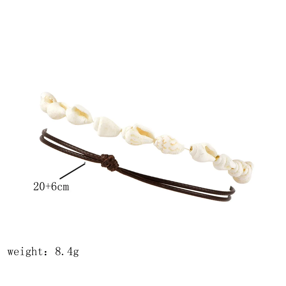 

Vintage beach shell Anklets Bohemian Ankle Bracelet On Leg Foot Chain Brown Cord Halhal Accesorios Mujer Jewelry For Women