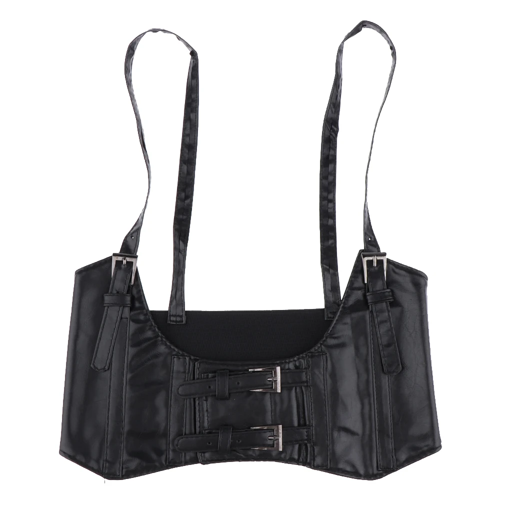 

Fashion women night clue costume pu Leather punk Sexy Underbust Waist Belt Corset Brown bra