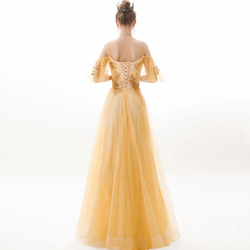 Robe De Soiree длинное вечернее платье 2020 Тюль официальное с аппликацией на выпускной