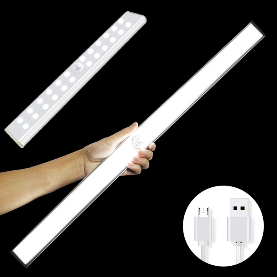 Светодиодный ночник с датчиком движения перезаряжаемый от USB 24/40/60 кухонный шкаф