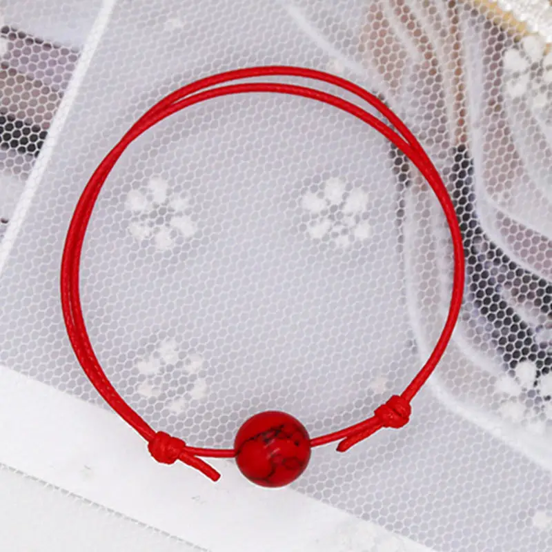 New Fashion Bracelet for Women and Men Artificial Stone Ball Charm Bracelets Paired Rope Chain Couple Bracelets Gifts for Lovers - Окраска металла: 1 PC red ball