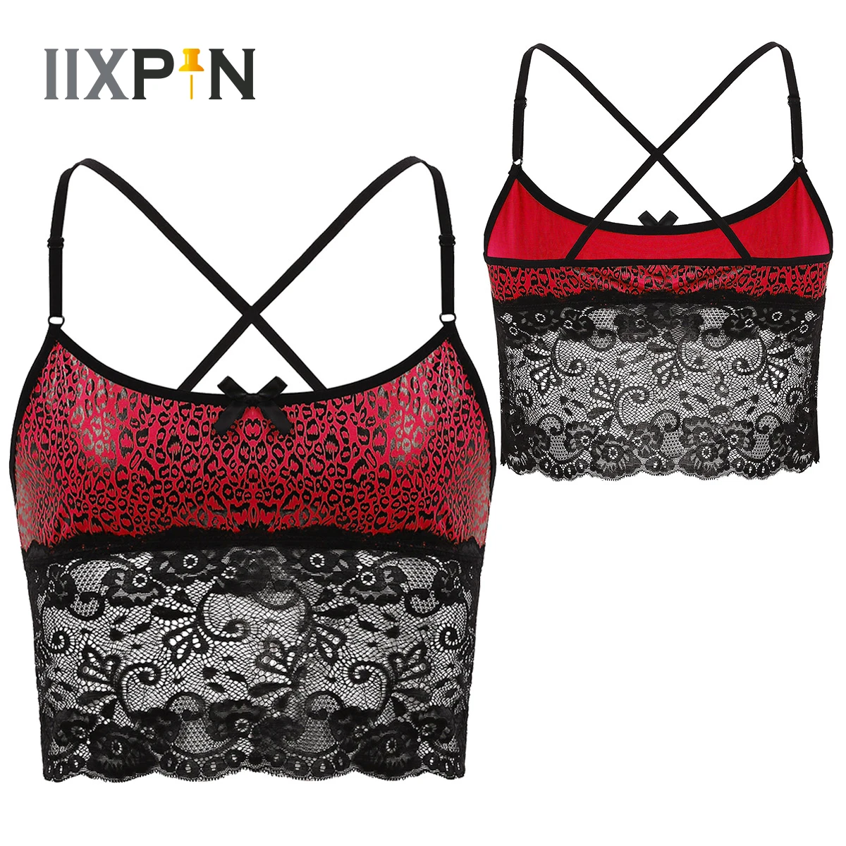 

Men Sissy Bra Gay Leopard Lingerie Sexy Erotic Underwear Adjustable Straps Lace Spliced Camisole Vest Crop Tops Male Nightwear