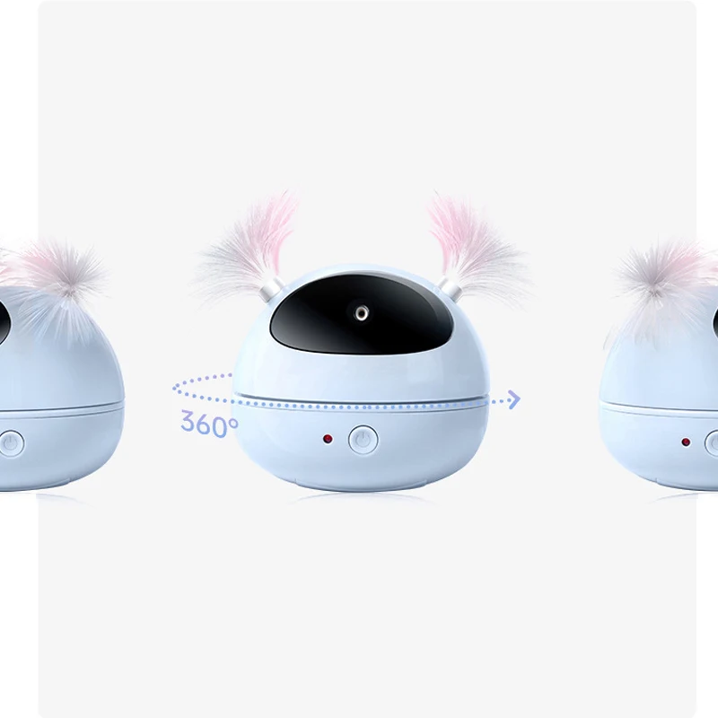 Juguete l&aacute;ser autom&aacute;tico para gatos con pluma, Robot interactivo el&eacute;ctrico giratorio de 360 grados, suministros inteligentes para gatos-4