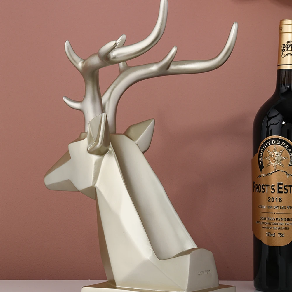 creative resin deer head wine rack wine bottle holder wine stand home livingroom decoration kitchen bar cabinet decor craft gift free global shipping
