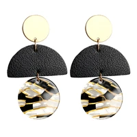 geometric leather splicing acrylic long drop earrings for women 2022 trendy hanging earring fashion jewelry gift