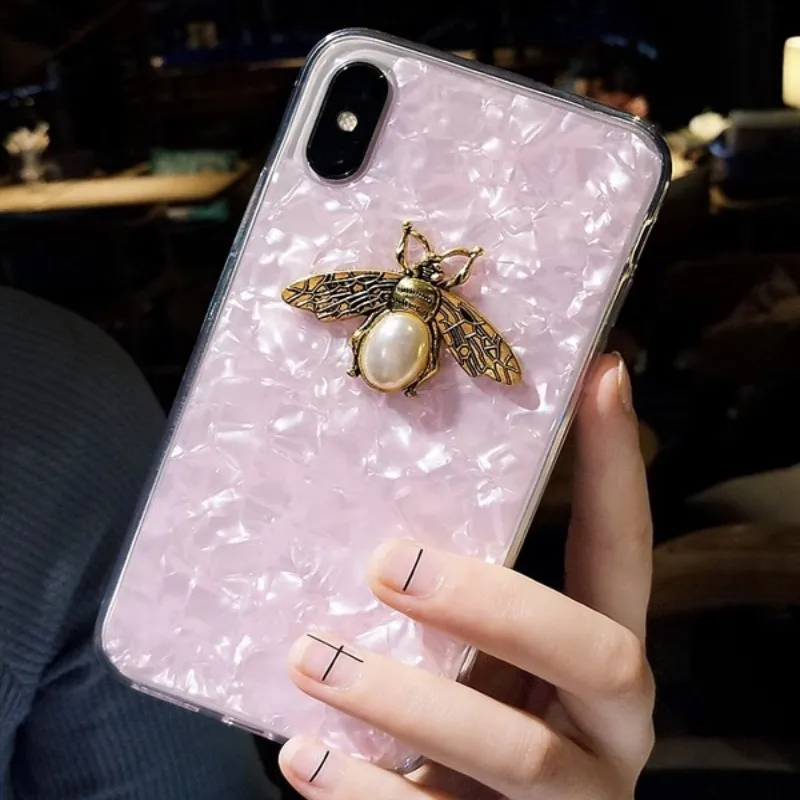 3D металлический чехол в виде пчелы текстурный силиконовый мягкий для телефона