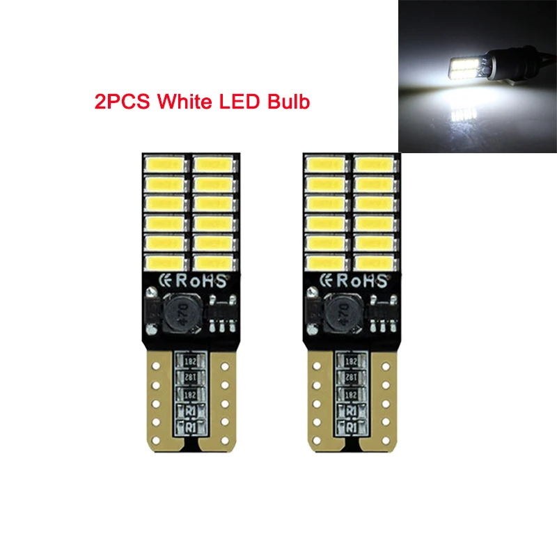 White 2 шт. T10 Светодиодный лампочки Canbus 5W5 автомобиля W5W светодиодный световой сигнал 12V 6000K Автомобильный Клин Сторона черная интерьер купольные лампы для чтения 4014 24SMD белого и красного цветов - Испускаемый цвет: White