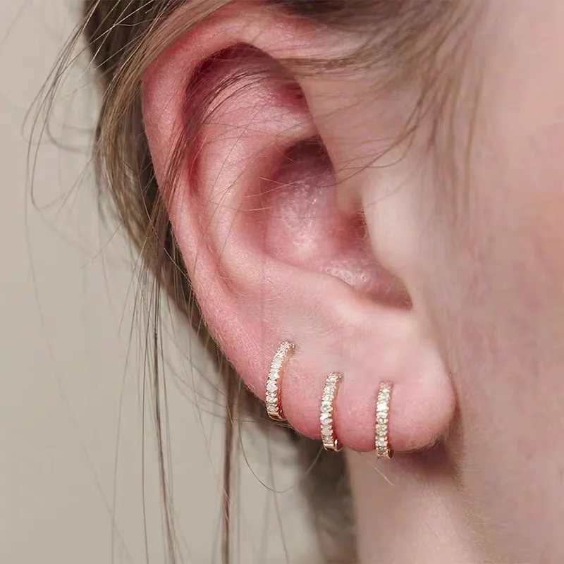 

Sweet Inlaid Zircon Round Hoop Earrings Set For Women Girls Trend Jewelry