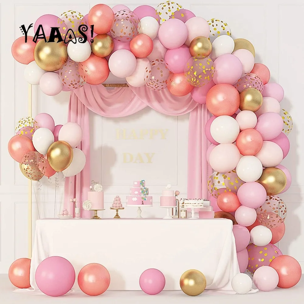 

1 Набор из розового золота Розовый воздушные шары-гирлянды арочный комплект конфетти латексные шарики металлик для хороший подарок на день ...