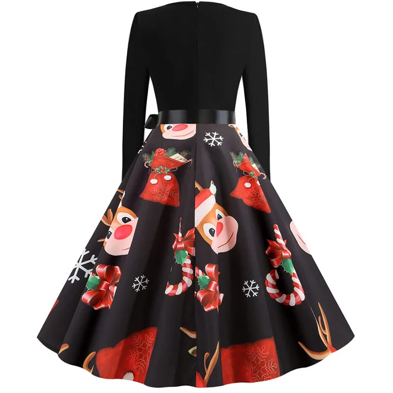 Женское винтажное платье средней длины с длинным рукавом|Женские платья| |