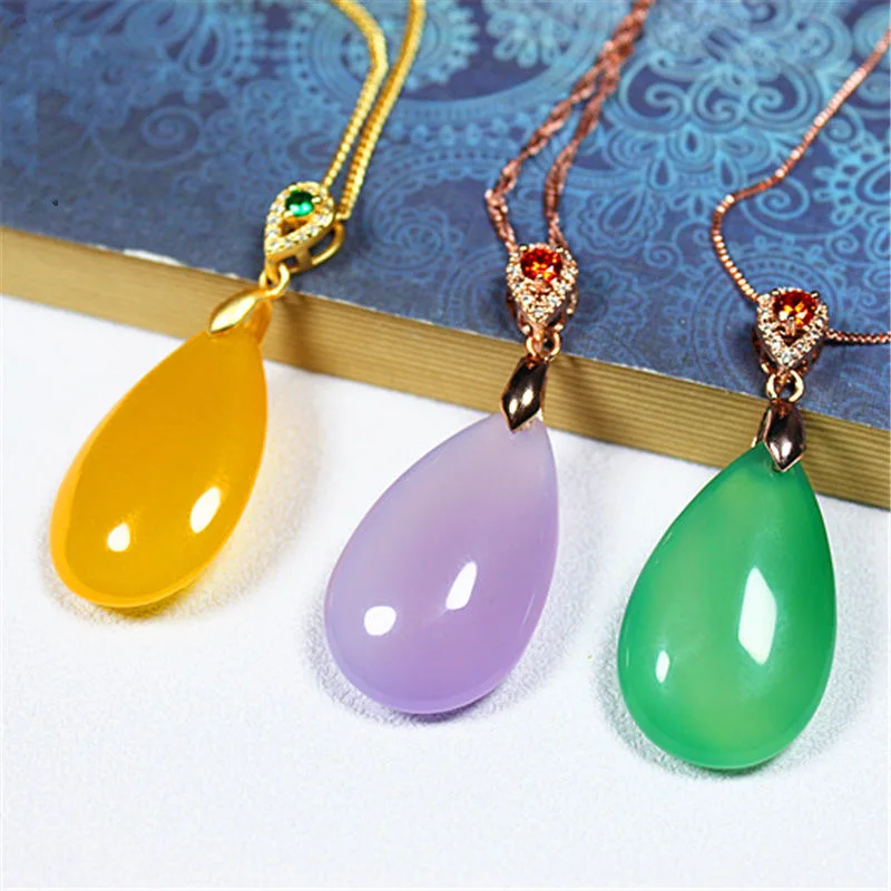 Ожерелье с подвеской в виде капли воды из натурального агата ювелирные изделия