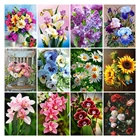 Алмазная живопись LZAIQIZG, вышивка с цветами, ромашками, орхидеями, полная выкладка, квадратнаяКруглая Мозаика, с рисунком подсолнуха, Радужки, цветочный рисунок, домашний декор
