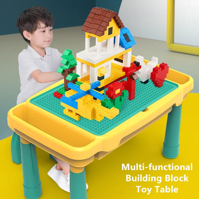 Набор строительных блоков стол с табуретом детская сборная игрушка совместим