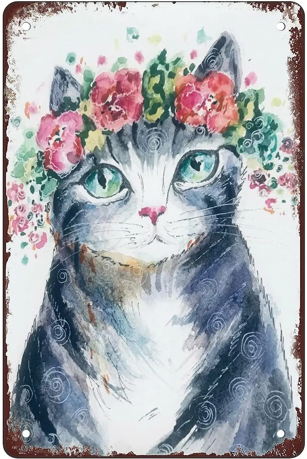 

Rosefinch Stone cat Retro Retro Metal Sheet Signs, Wall Decoration of Bars, Restaurants,Garage, Home,cafes and Bars, 8 x 12