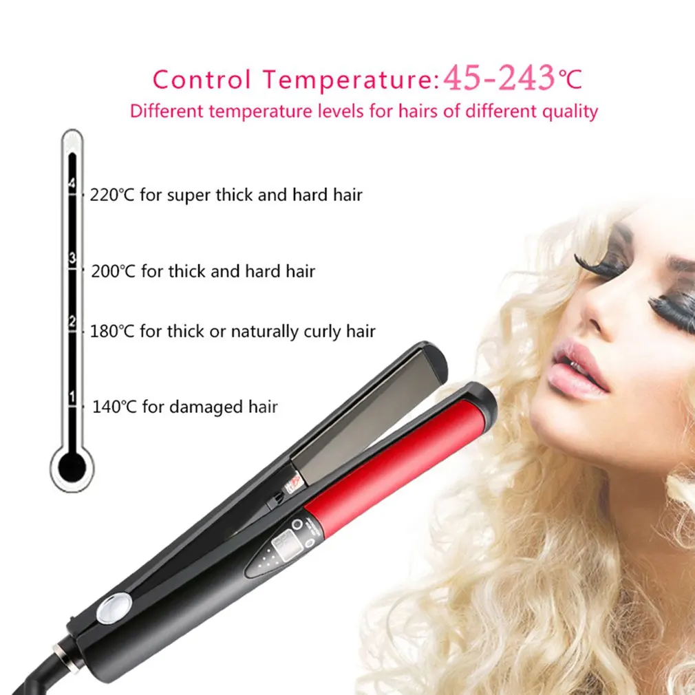 Профессиональный Выпрямитель для волос цифровой ЖК-дисплей Титановые пластины