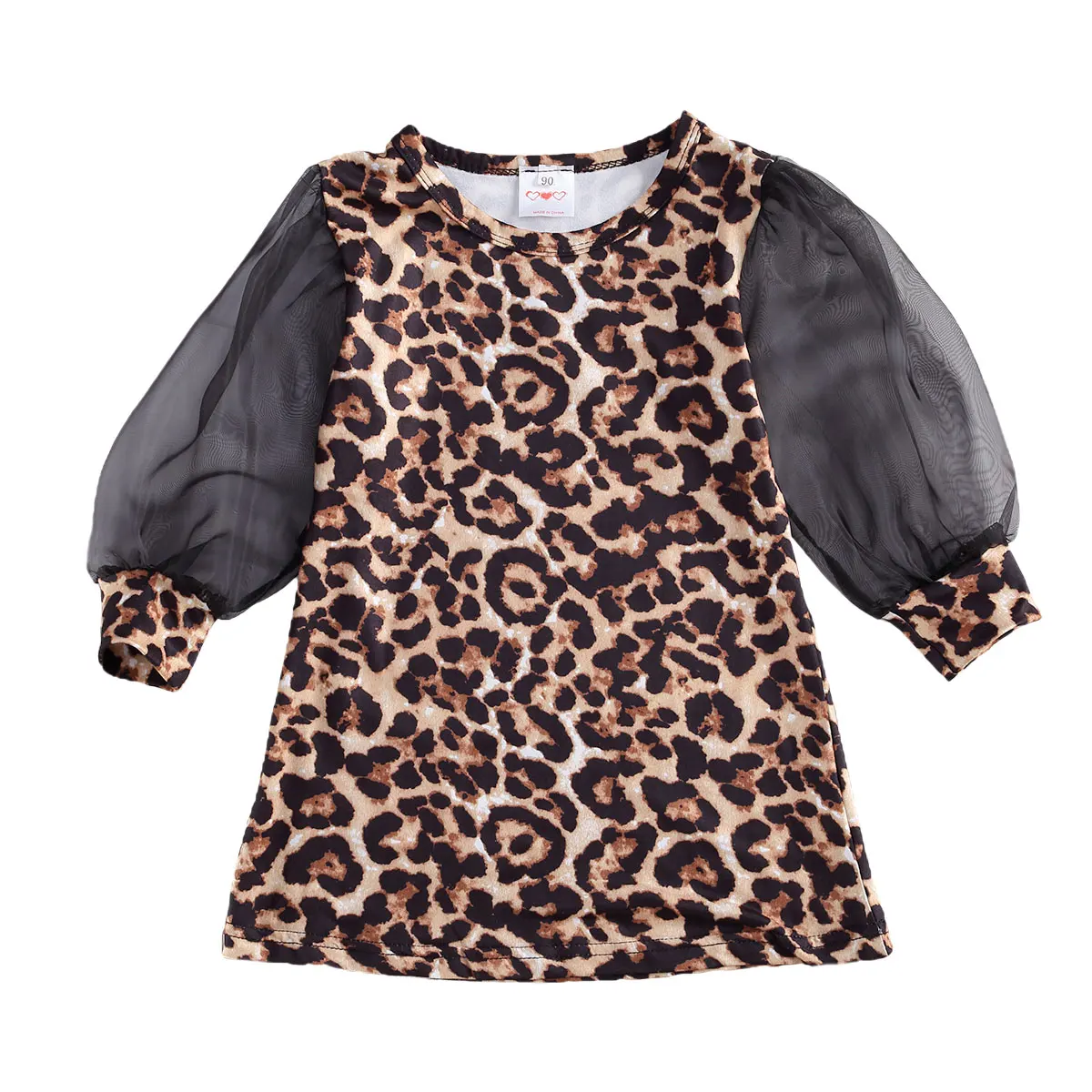 Платье для маленьких девочек леопардовое платье длина миди осенние длинные