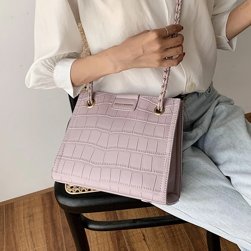 Большой Ёмкость цепи сумки на плечо с узором крокодиловая кожа Сумки-мешки