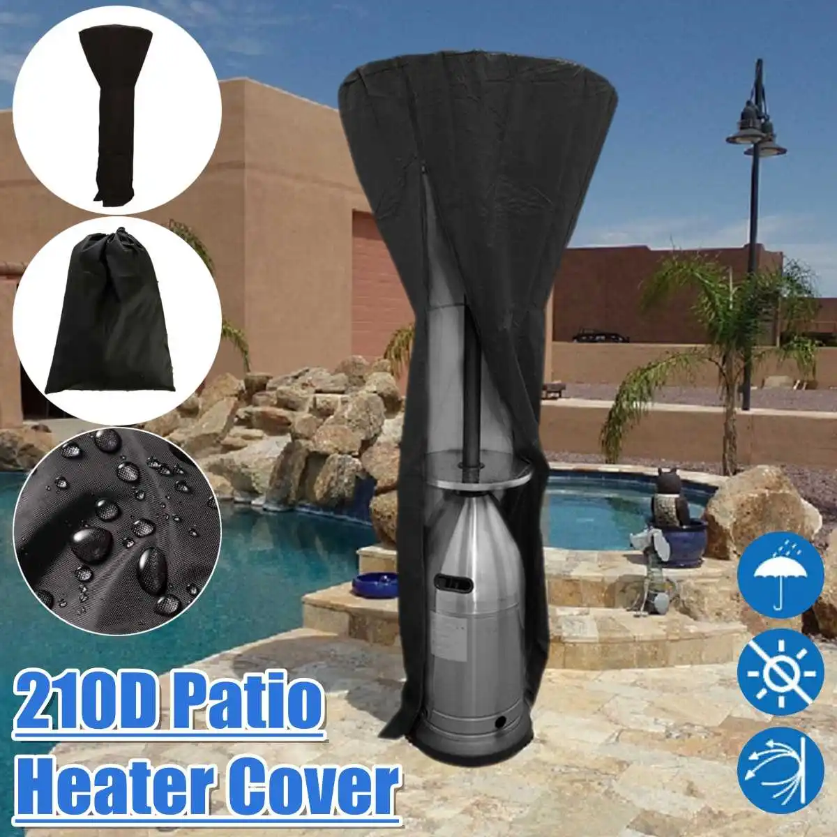 

210D Cloth Dust Cover Moisture Waterproof Cover Protective Cover For Patio Heater Table Chairs Home Garden Rattan Furniture