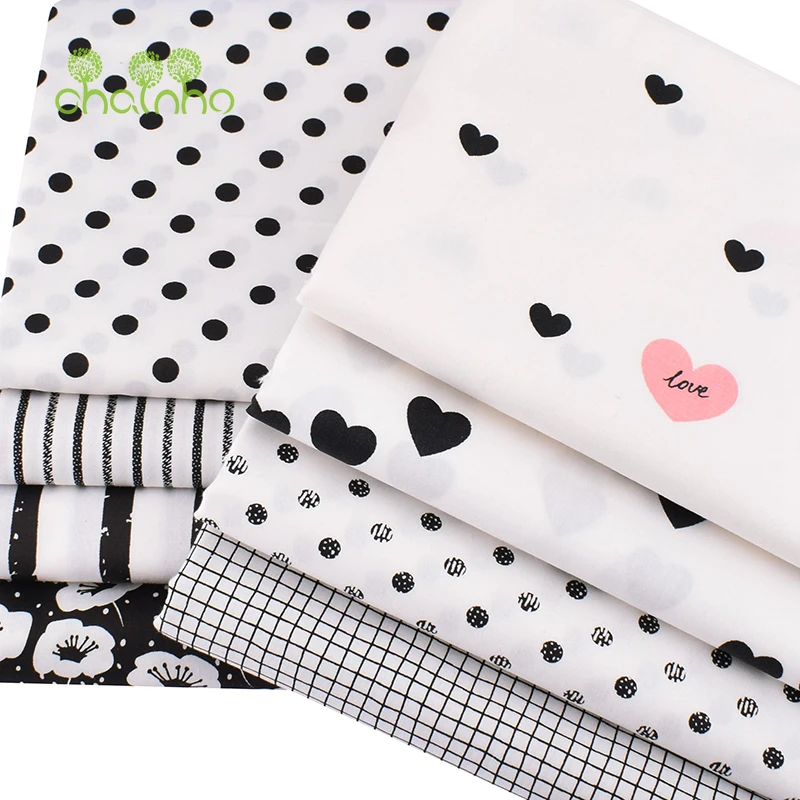 Черно-белая Геометрическая серия Chainho хлопчатобумажная ткань с принтом