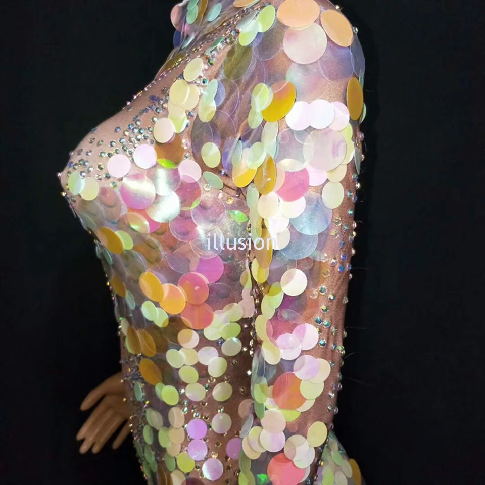 Multicolor Sequins Rhinestones Women Bandage Jumpsuit Sexy Nightclub Outfit Singer Dancer Costumes Female Rave Festival Clothing |