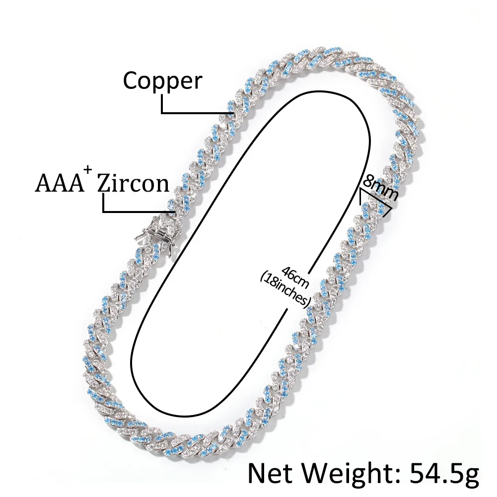 Цепочка Из светильник бинской цепи с голубым фианитом ожерелье серебряным