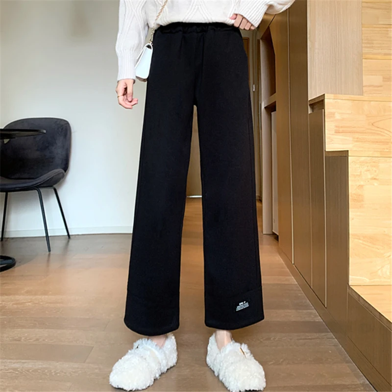 

Woolen Wide-Leg Pants Female 2020 Autumn and Winter Thickening High Waist Drape Casual Straight-Leg Loose Slimming and