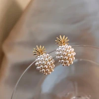 pineapple pearl earrings french retro high quality earrings net red temperament female 2020 new wave earrings prevent allergy