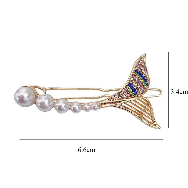 

Summmer Women Girls Hair Clips Fashion Sweet Cute Pearls Fish Tail Barrettes Beach Mermaid Ornament Clips Hair Accessories