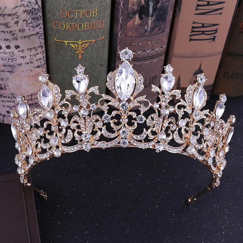 Vintage Bridal Tiara Big Crowns Wedding Headdress For Bride Tiaras Headband Hair Accessories Women Crystal Diadem ML856 | Украшения и