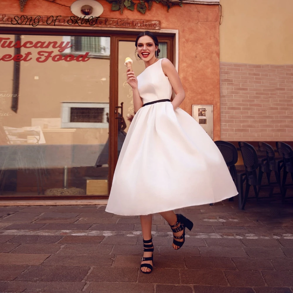 

Женское платье до середины икры, элегантное белое платье для свадьбы и выпускного вечера, праздничное платье для дня рождения, 2022