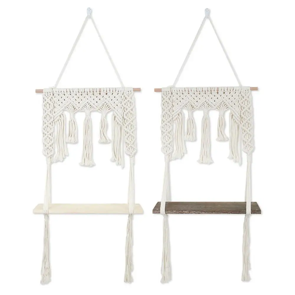 Деревянная вешалка для растений в стиле бохо тканая полка Настенная подвесная